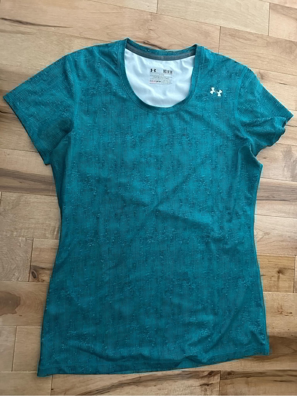 Under Armour Women's Teal Short Sleeve Athletic Tee with Subtle Texture